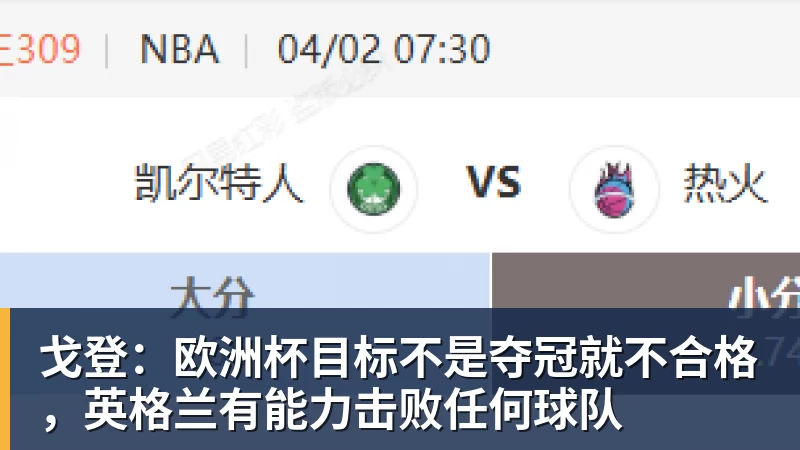 戈登：欧洲杯目标不是夺冠就不合格，英格兰有能力击败任何球队