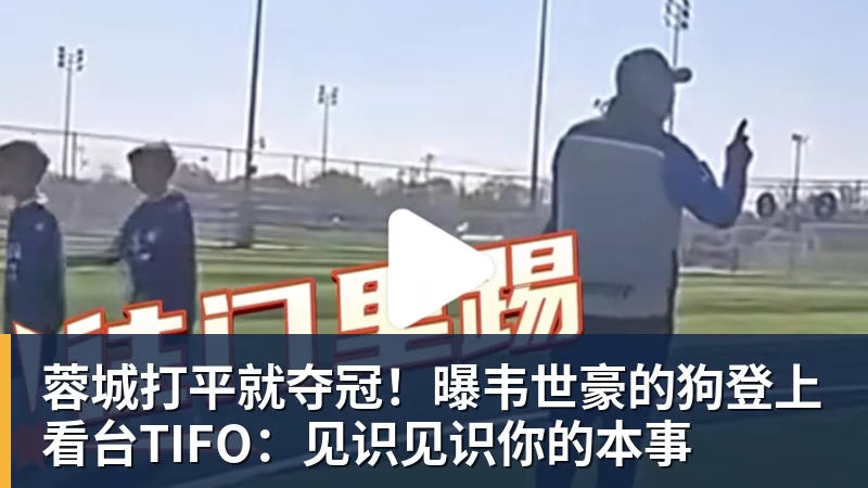 蓉城打平就夺冠！曝韦世豪的狗登上看台TIFO：见识见识你的本事
